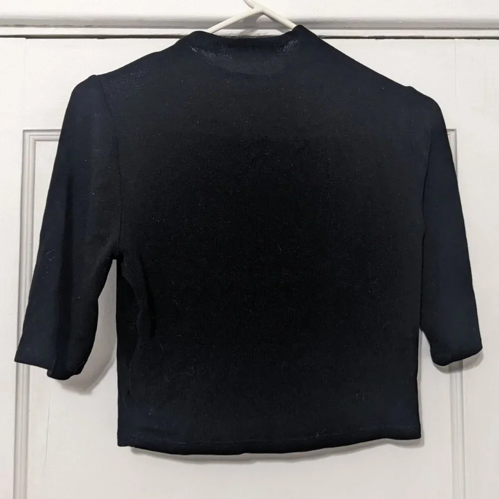 reformation jeans mockneck cropped top knit sweater black size small - Picture 3 of 6